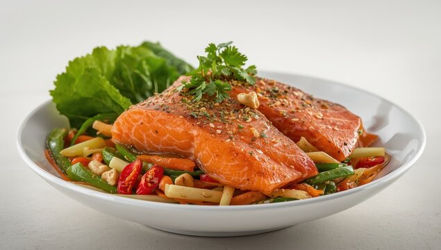 Thai-style spicy salmon salad