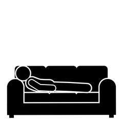 Stick figure lying on sofa relaxing