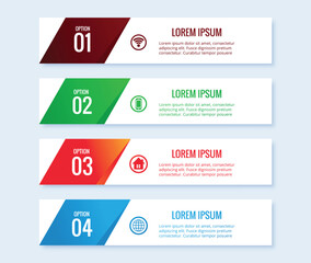 Infographic template with four options for business presentation or workflow visualization