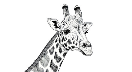 Obraz premium Detailed Ink Drawing of a Giraffe's Head