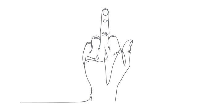 Middle Finger Gesture, Single Line Art Illustration