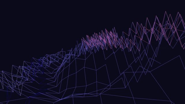 An abstract fractal background features a digital blue wave of electric energy and light patterns forming a motion design of glowing lines on a black wallpaper for science and technology art