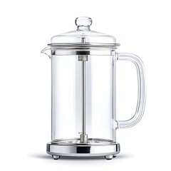 Obraz premium Elegant Glass French Press with Stainless Steel Components for Brewing Fresh Coffee