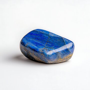 Lapis Lazuli Natural Stone with Vibrant Blue Color and Gold Flecks on White Background