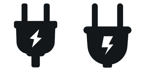 Obraz premium electrical plugs silhouette vector, Black electrical plugs icon symbol.