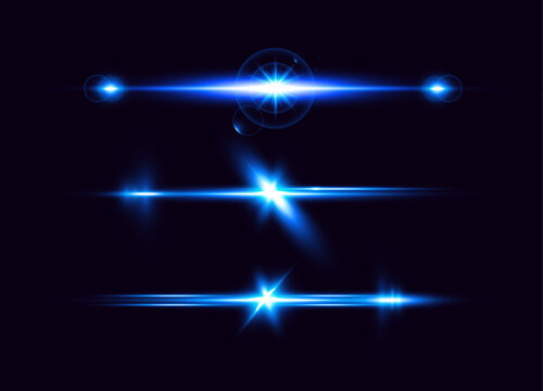 A set of blue light effects on a dark background
