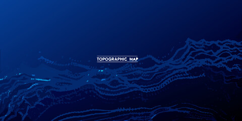 Abstract topographic map with undulating lines and dark blue gradients © Titul