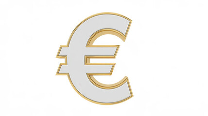 Obraz premium White and gold euro sign on white background currency