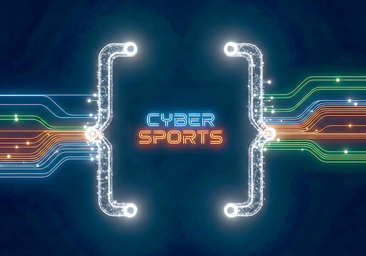 Cyber sports bracket graphic with glowing circuit board lines