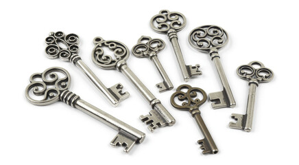 Vintage skeleton keys with ornate antique
