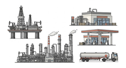 Obraz premium Oil Refinery and Petrol Tanker Truck.