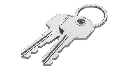Two silver keys on a keyring metal hardware