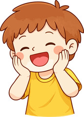 Cute smiling boy happy emotion cartoon character illustration