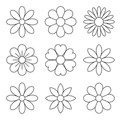 Fototapeta premium Floral Icons Set Simple Line Vector Illustration