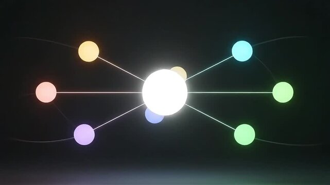 Central node connects colorful satellites