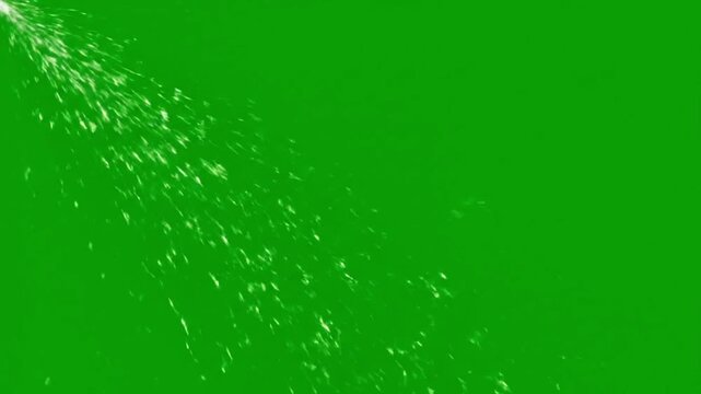 Green screen footage of water spraying from a hose in a dynamic pattern.