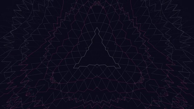 Abstract geometric pattern with a luminous triangular outline against a dark, cosmic background, creating a mystical and ethereal visual