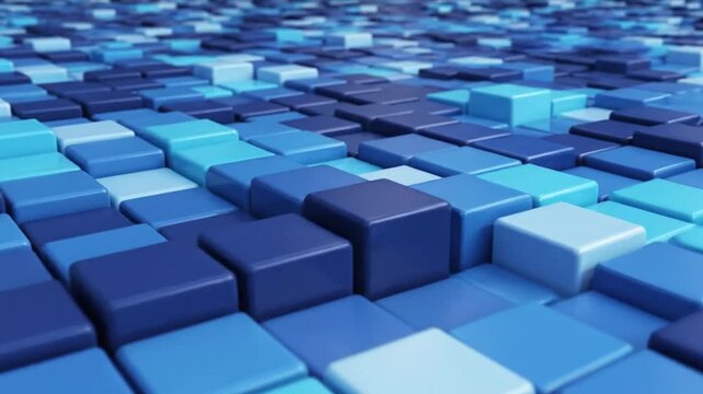 Abstract blue cubes background, 3D rendering, geometric pattern, digital art