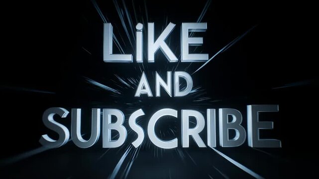 Social media promotion graphic with Like and Subscribe text in metallic font on dark background from a straight-on viewpoint
