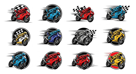 Motorcycle racing art with speed effect and checkered flag, dynamic illustration. © MAS