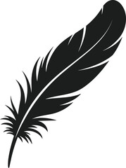 Obraz premium Black feather silhouette vector graphic isolated on white background quill writing 1