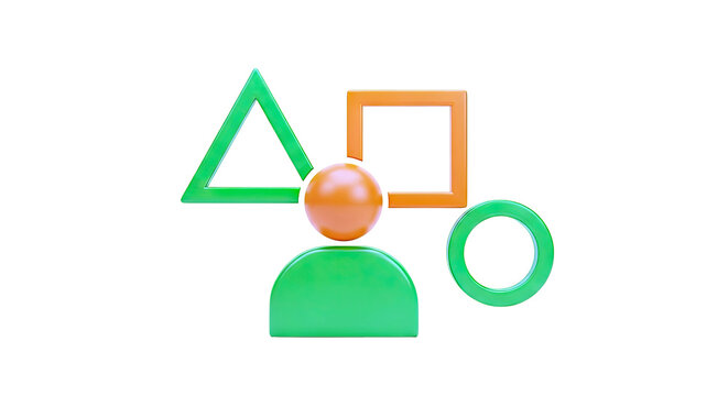 Abstract Geometric Shapes Forming a Person Icon