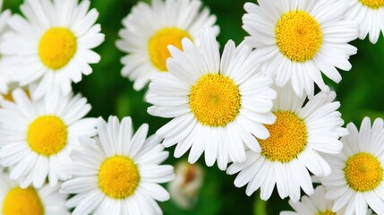 Obraz premium Close-up of fresh daisies in a circular arrangement, highlighting delicate floral beauty. gardening catalogs, home-decor guides, designed for home decor and floral branding.
