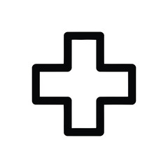 Fototapeta premium Bold black cross symbol on white background