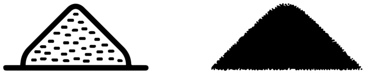Two icons of perlite granule piles one outlined with dots and one solid black on a white background for gardening and horticulture use