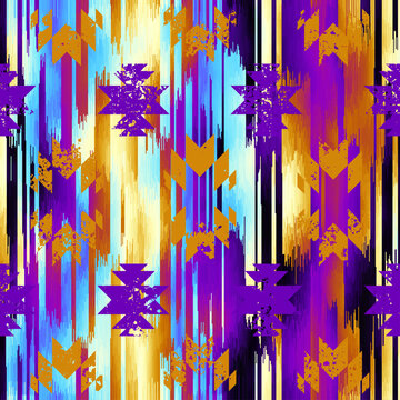 Ikat, Adras seamless ethnic pattern. Uzbekistan, Tajikistan, Boho, Asia. Vector Illustration for greeting cards, printing for textile design, wallpaper, surface