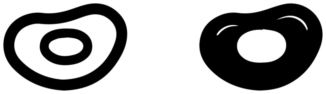 Two black icons of microscopic yeast cells budding on white background for biology and science concepts