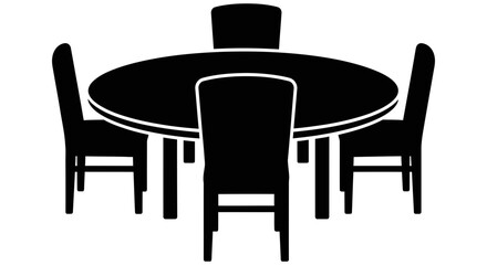 Modern round dining table with four chairs on a transparent background ideal for home decor and furniture design inspiration