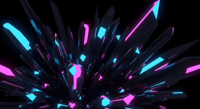 Amoled Wallpaper, A vibrant and dynamic abstract image with neon pink and blue lights on a black background