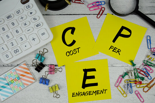 CPE Cost Per Engagement text phrase of business and financial concept