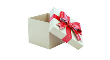 Obraz premium Opened Cardboard Gift Box with Red Ribbon and Bow
