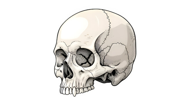 Skull Cranium Illustration Isolated On White Background.