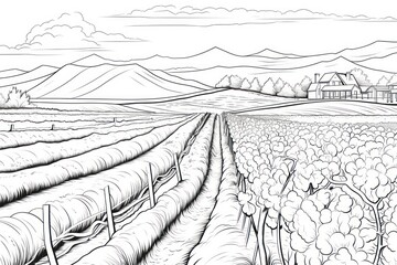Naklejka premium Vineyard sketch illustrated furniture.