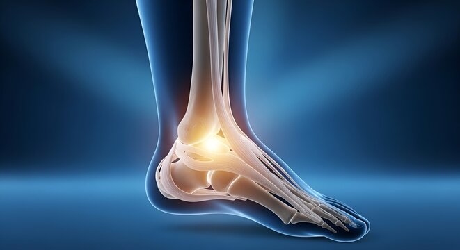 Detailed Digital Illustration of Human Ankle Bone Anatomy