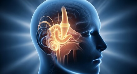 Obraz premium Detailed Digital Illustration of Human Ear Anatomy and Hearing System