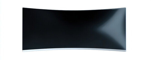 Front view of sleek modern curved monitor screen on white background showing calm minimal style technology for business workspace and gaming setup