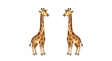 Obraz premium Two Giraffes Facing Each Other On White Background.