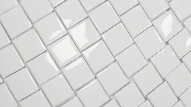 Shiny white square tiles in a grid pattern