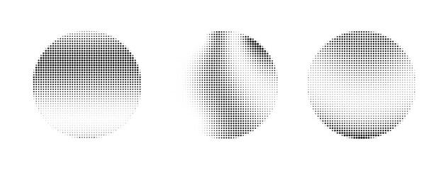 Set of abstract halftone dotted circles