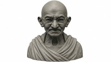 Fototapeta premium Sculpture of a historical figure, contemplative expression, demonstrating wisdom and peace