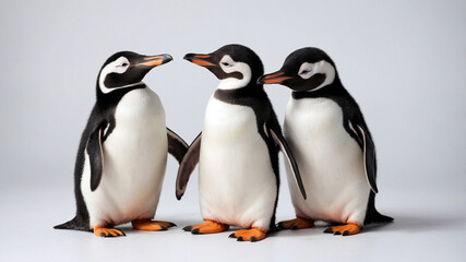 Obraz premium three penguin kids on the plain white background