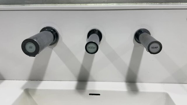 Vatican modern facets and sinks with automatic tap technology in public toilet for water, soap and air