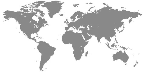 Obraz premium A global world map vector illustration on a white background featuring continents like Europe, America, and Asia for travel, geography, and business atlas projects