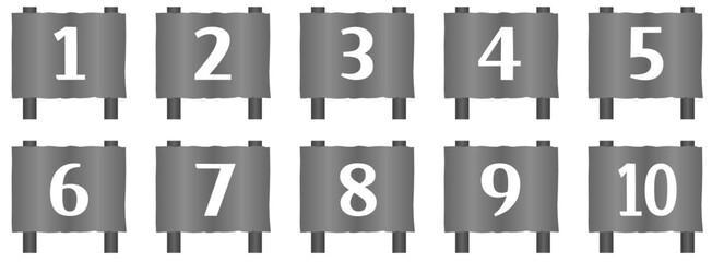 シンプルな看板風の数字アイコンセット