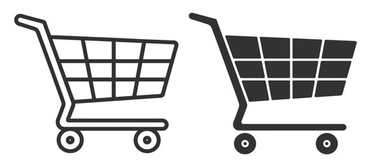 Shopping cart icon set, ecommerce retail basket trolley outline and solid glyph vector isolated on transparent background © Polyak Tata