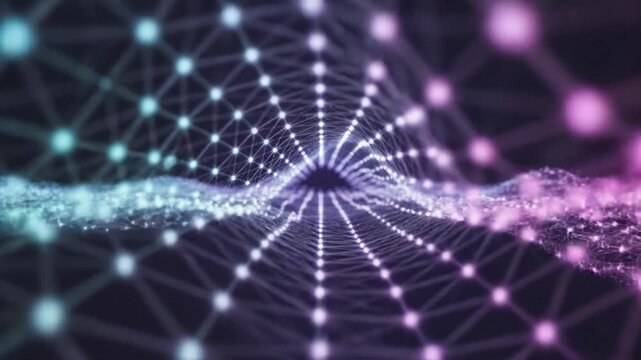 Abstract digital network with glowing nodes creating a futuristic background.